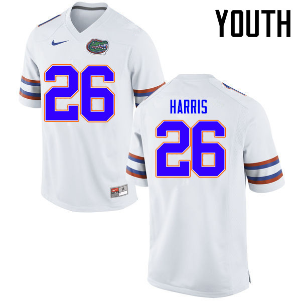 Youth Florida Gators #26 Marcell Harris College Football Jerseys Sale-White - Click Image to Close